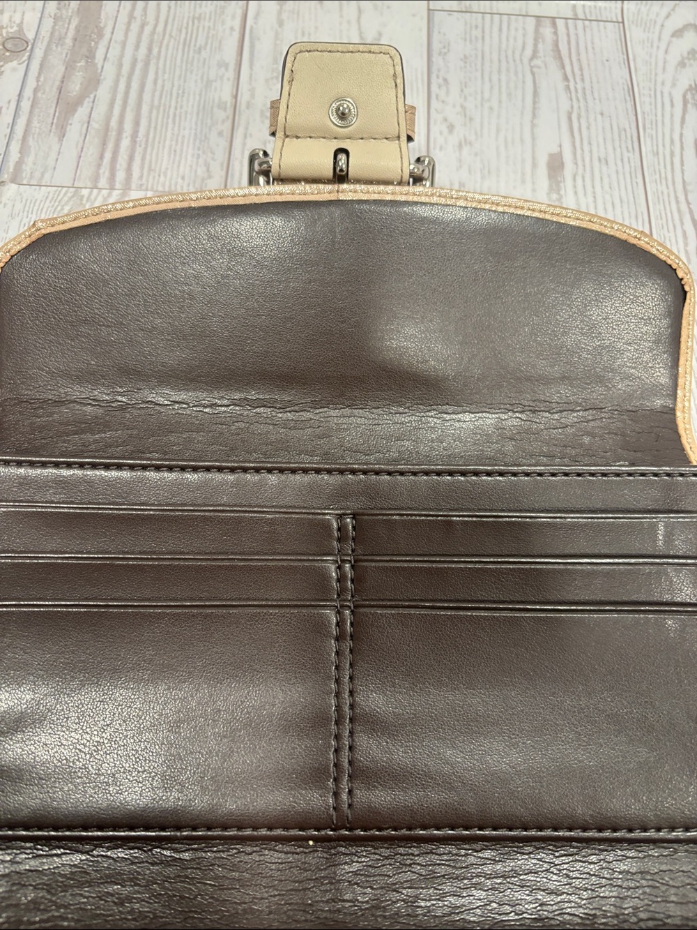 Coach Shimmering Champagne Buckle Soho Wallet Clutch - Picture 3 of 15